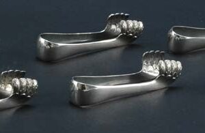 Set of Six Silverplate Asparagus Tongs