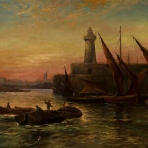 Harbor Scene By F.J. Aldridge