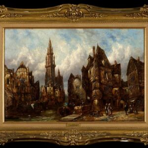 Original Oil Painting "French Town Scene"