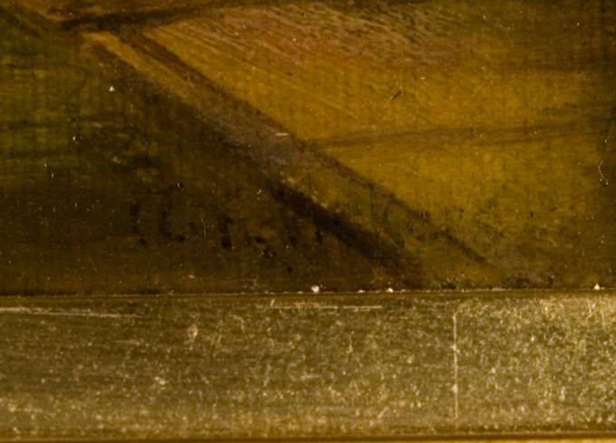English Oil on Canvas of Village Street Scene - Image 2