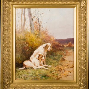 Pair of Dogs in Landscape by Reyne.