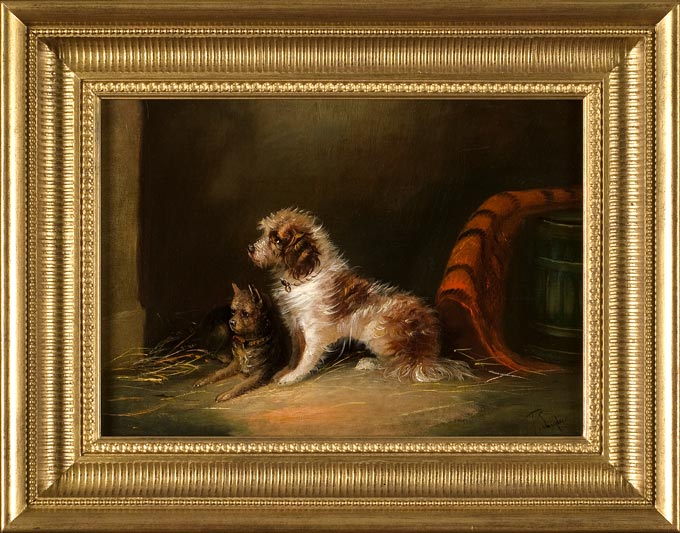 Langlois Oil On Canvas of Dogs