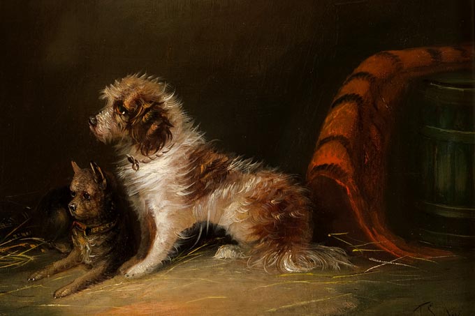 Langlois Oil On Canvas of Dogs - Image 2
