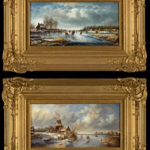 Pair of Dutch Ice Skating Scenes