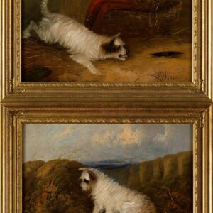 Pair of Dog Paintings On Board