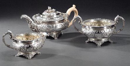 English George IV Three Piece Antique Tea Service