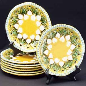 Antique Majolica Snow Drop Plates
