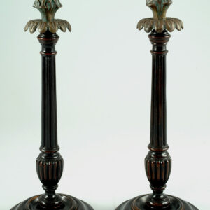 Pair of Reeded Antique Candlesticks