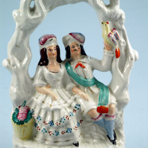 Staffordshire Pottery Figure - Couple Under Arbor