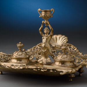 Two Bottle Brass Inkstand