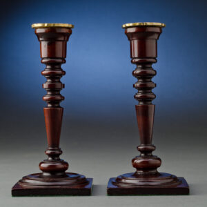 8.5" Pair of Mahogany Candlesticks