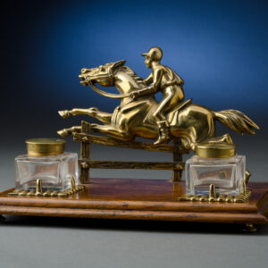 Cast Brass Two Bottle Eventing Ink Stand