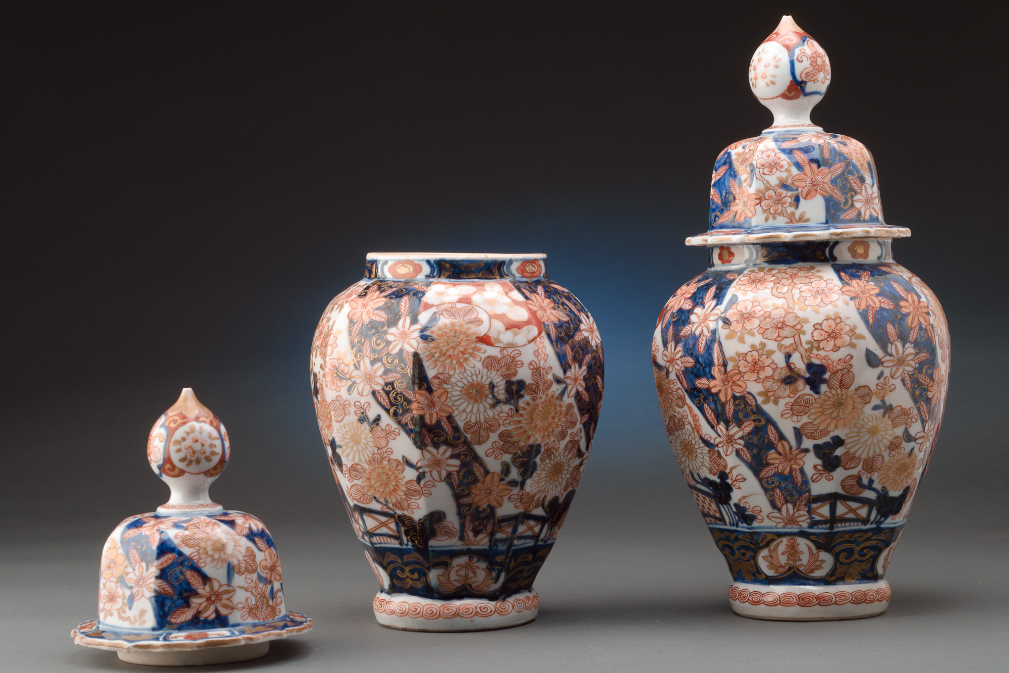 Pair of 13½" Imari Vases with Lids - Image 4