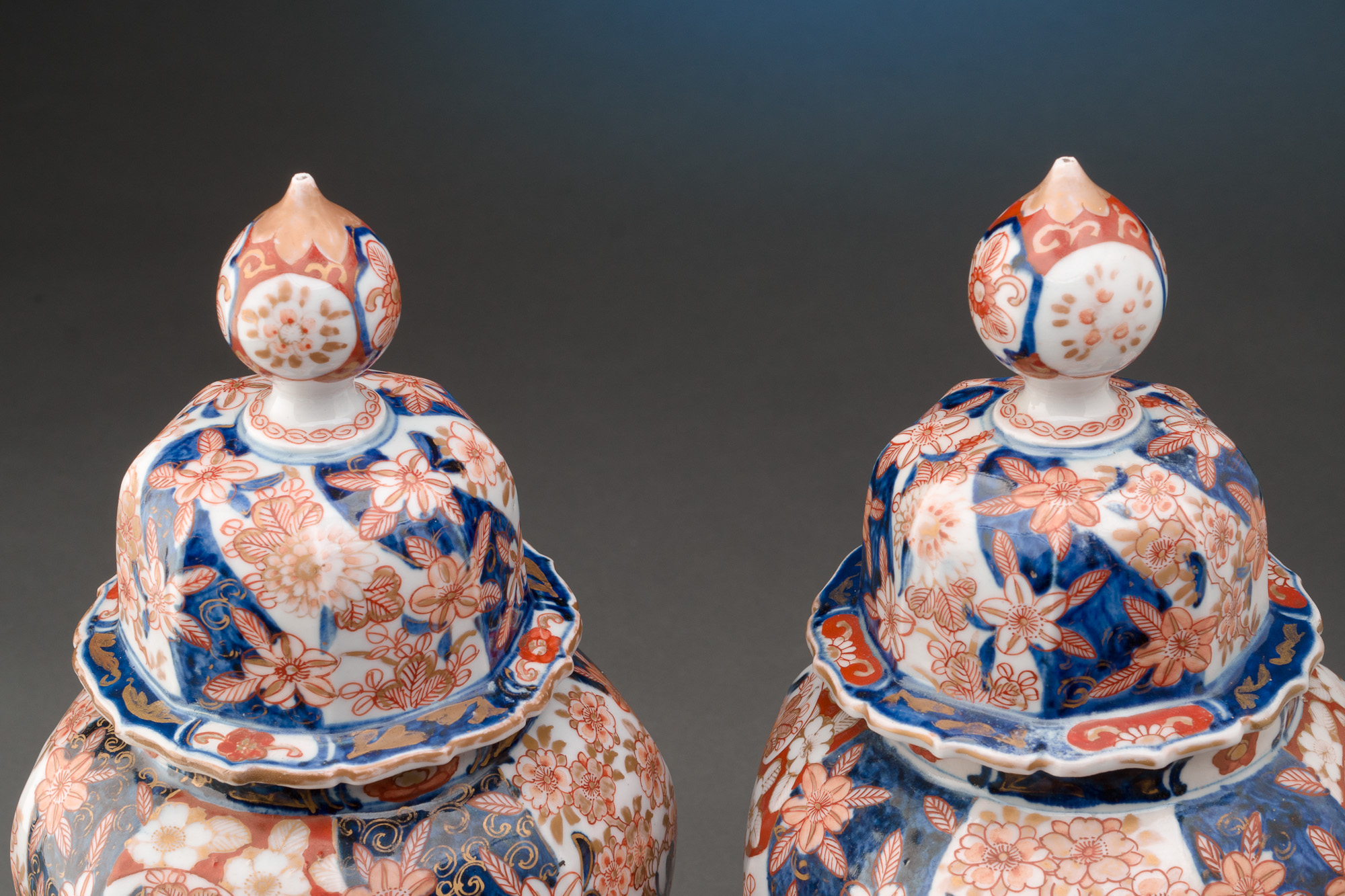 Pair of 13½" Imari Vases with Lids - Image 3