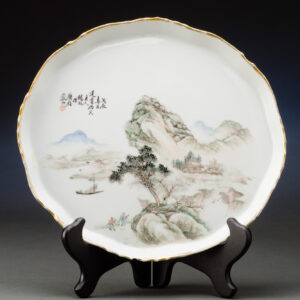 Antique Oriental Tray Featuring Landscape