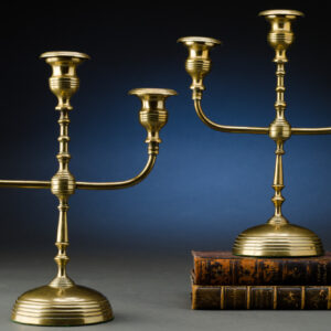 Turned Brass 3-Lite Candelabras