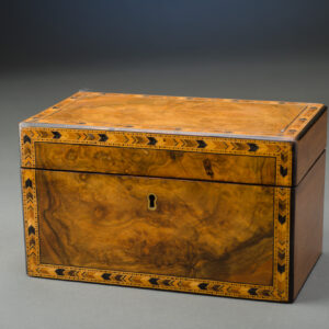 Walnut Tea Caddy with Feather Banding