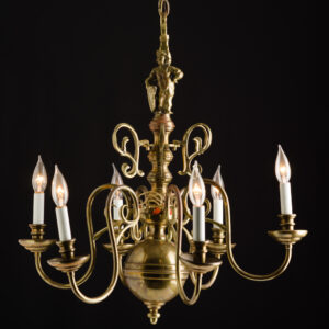 Brass Chandelier with Second Tier Hook Ornaments