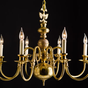 Danish 8 Lite Brass Chandelier