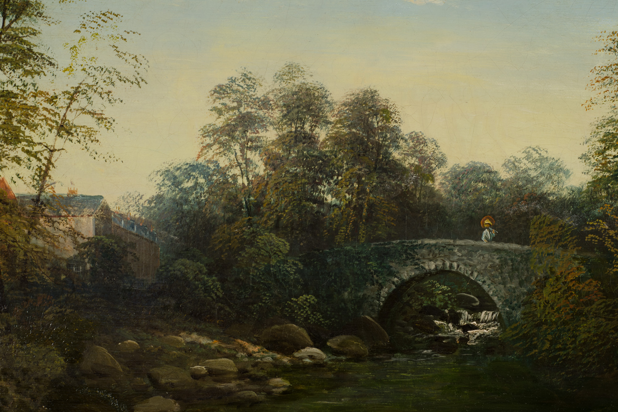 Bridge Over River Scene by R. Allen - Image 2