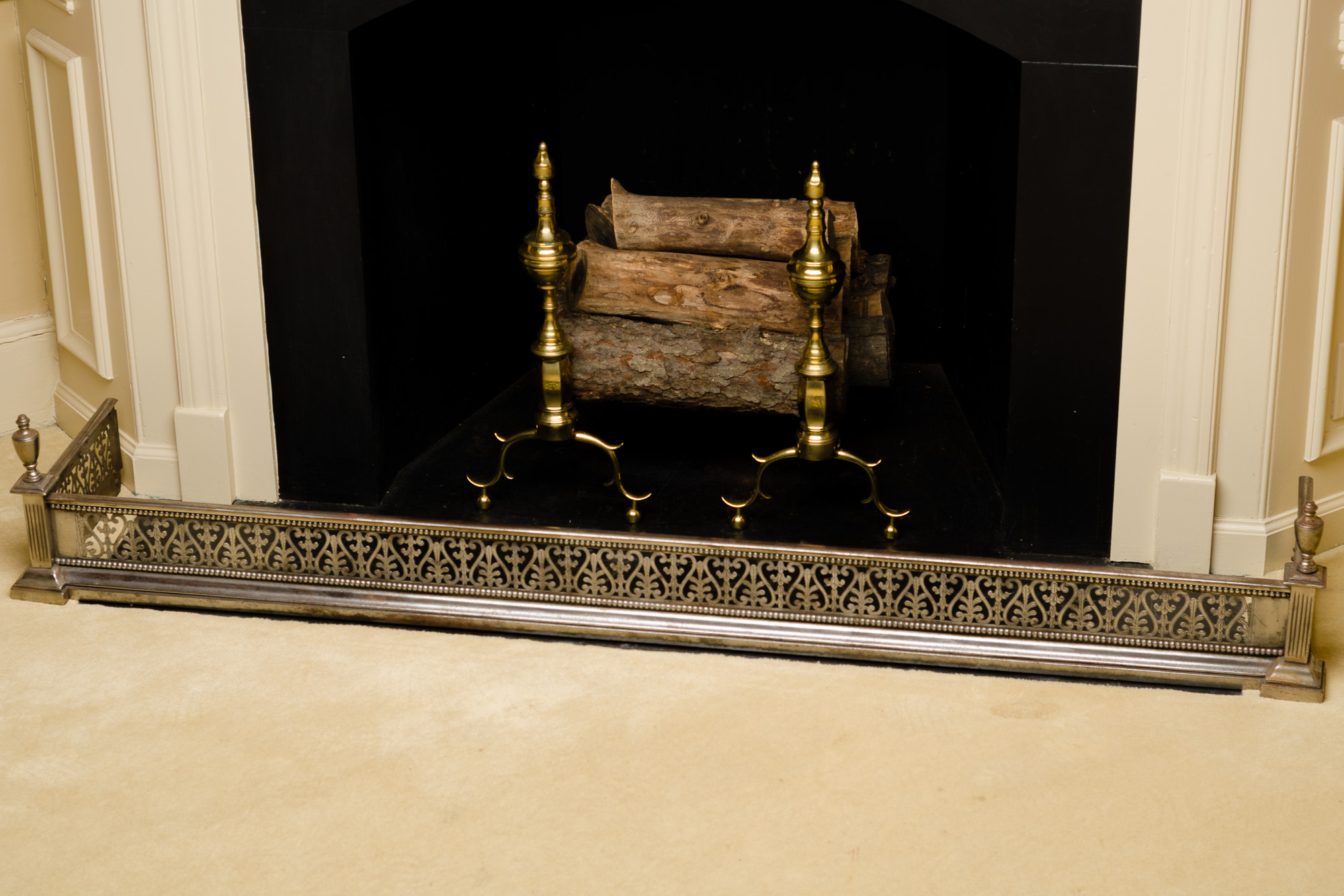 Steel Fire Fender with Urn Finials