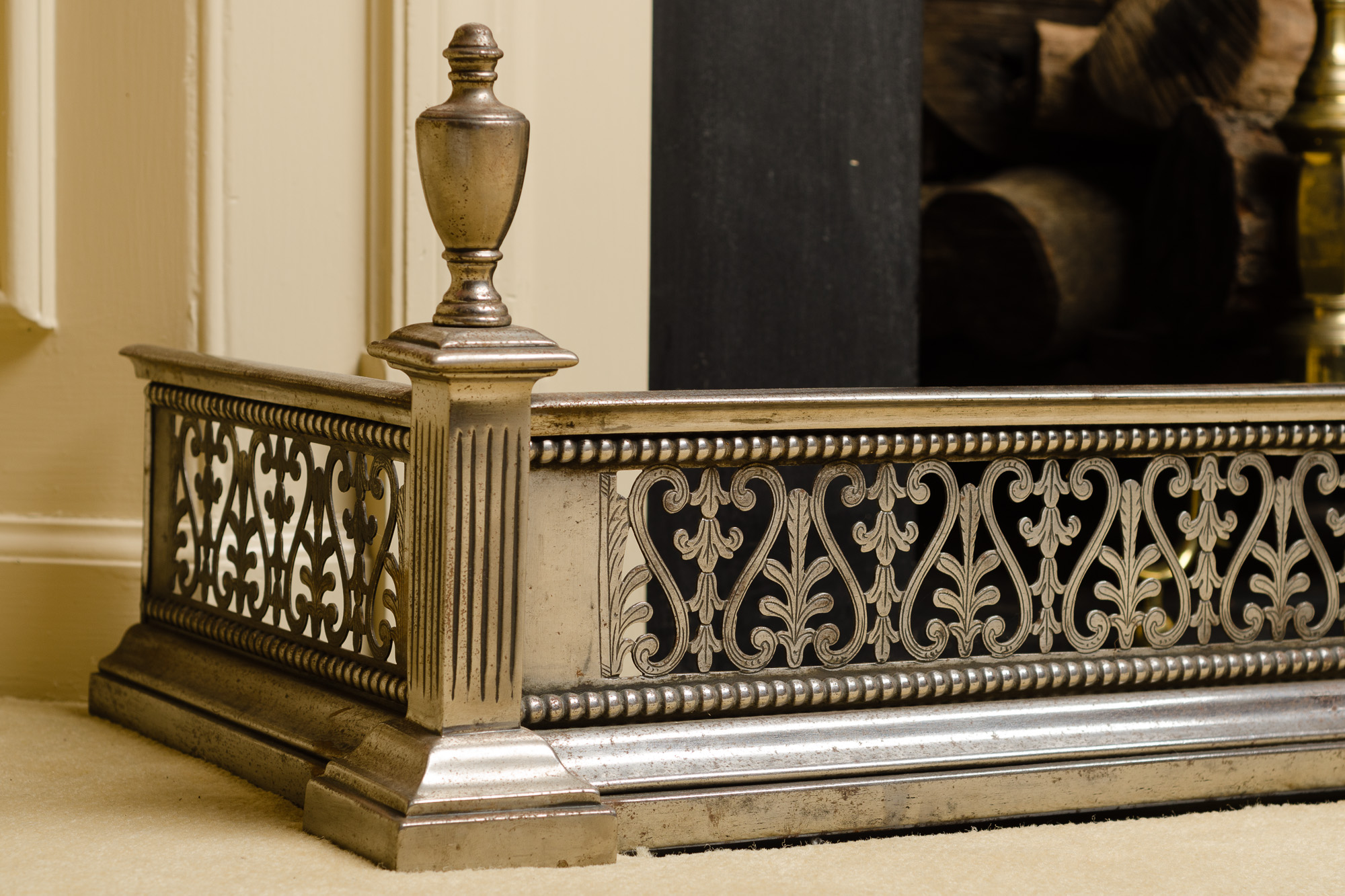 Steel Fire Fender with Urn Finials - Image 3