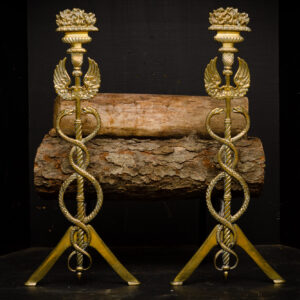 Pair of Andirons with Insignia