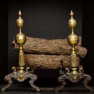 Pair of Bronze and Cast Brass Andirons