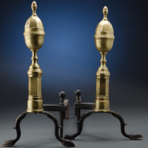 Pair of Brass Andirons with Lemon Tops