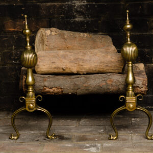 Pair of French Brass Andirons on Paw Feet
