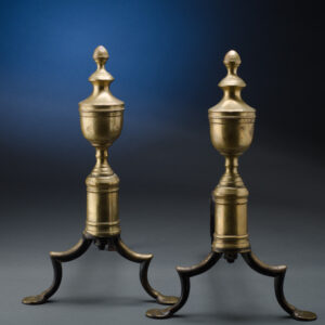 Pair of Brass Andirons with Penny Feet