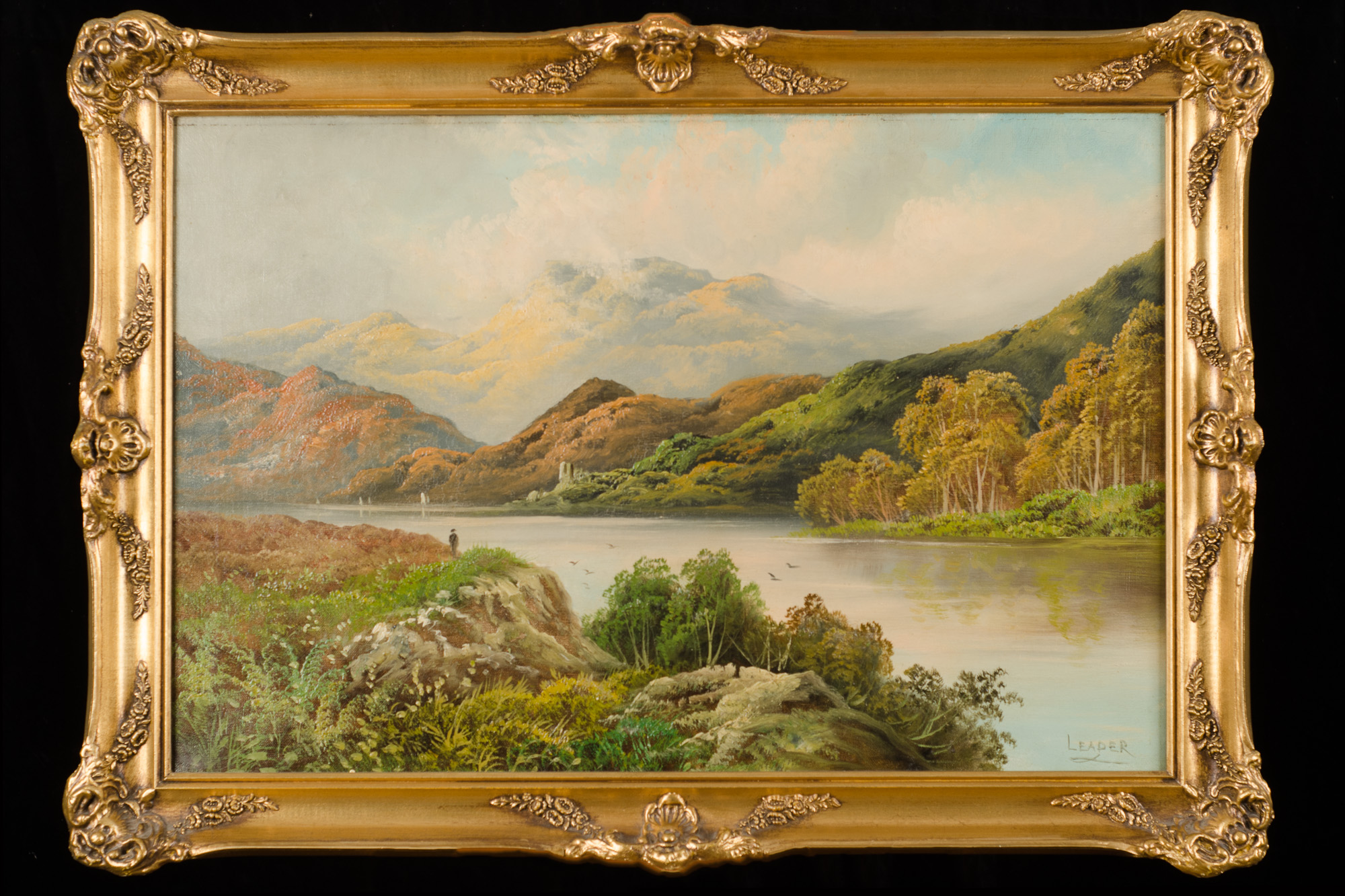 Pair of Oil on Canvas Mountain and Lake Scenes - Image 3