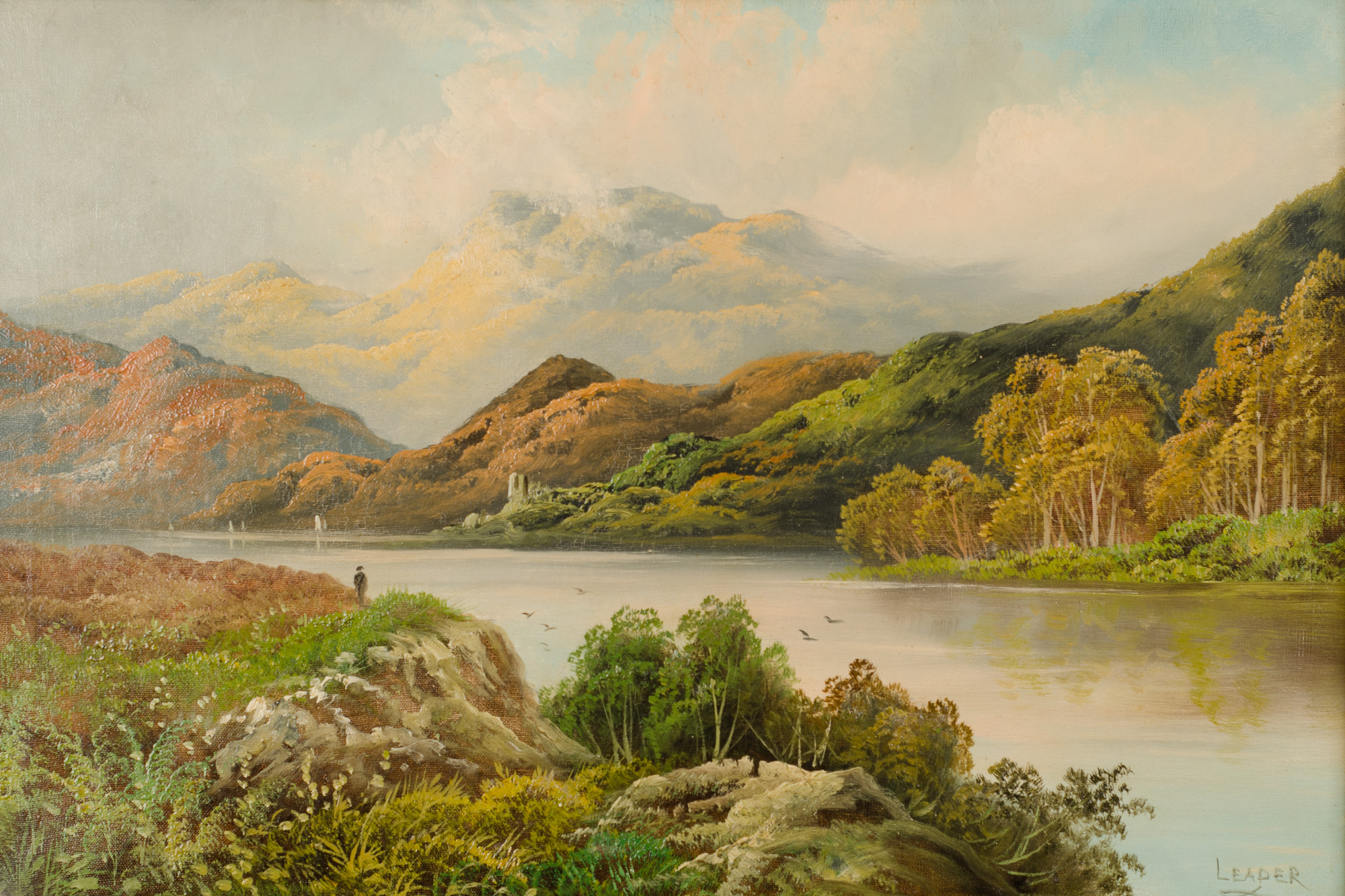 Pair of Oil on Canvas Mountain and Lake Scenes - Image 5