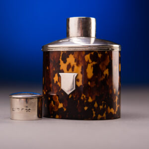 Tortoise and Sterling Tea Caddy