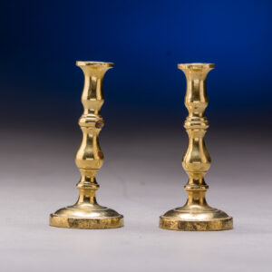 Pair of Miniature Brass Candlesticks on English origin, late 19th-early 20th .