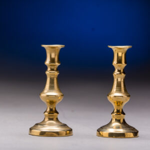 Pair of Miniature Candlestick Holders in brass. English origin, late 19th century.