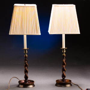 A Pair of Wood Burley Twist Lamps