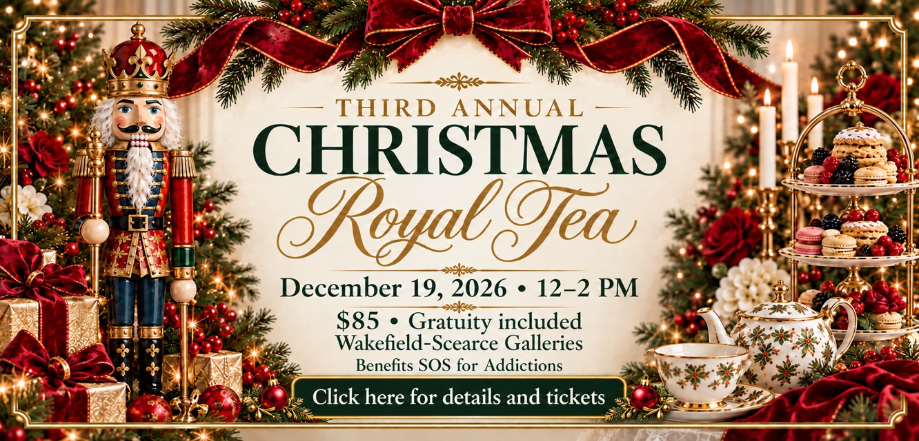 Third Annual Christmas Royal Tea — December 19, 2026, noon to 2 p.m.; $85 per person, gratuity included. Click here for details and tickets.